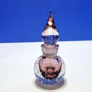 Vintage Murano Style Purple Glass Bullicante Perfume Bottle with Glass Dauber